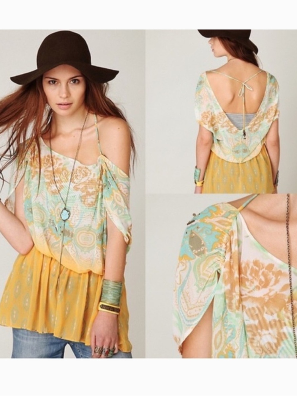 Free People Sheer Floral Tunic